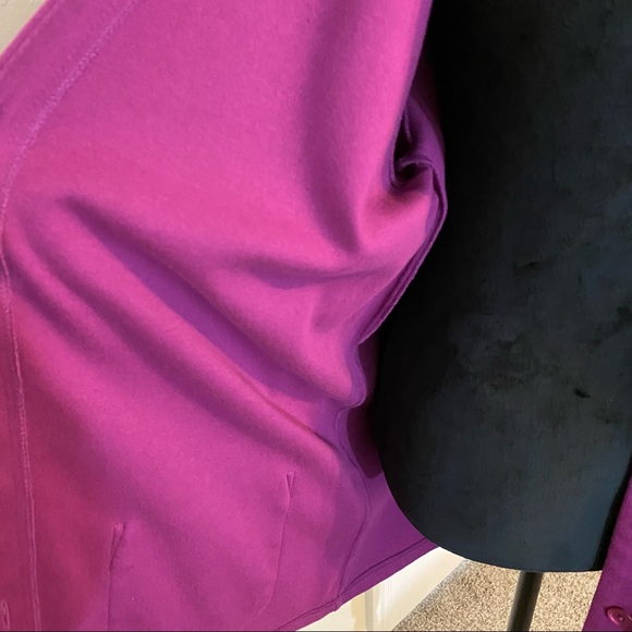 Land’s End Sweater Woman Large Cardigan Long Line Button Down Fuchsia Pockets - Picture 7 of 9
